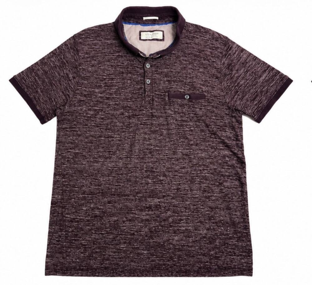 Denim & Flower Ricky Singh Polo Shirt Men’s XL Burgundy Heather Pocket 18x26